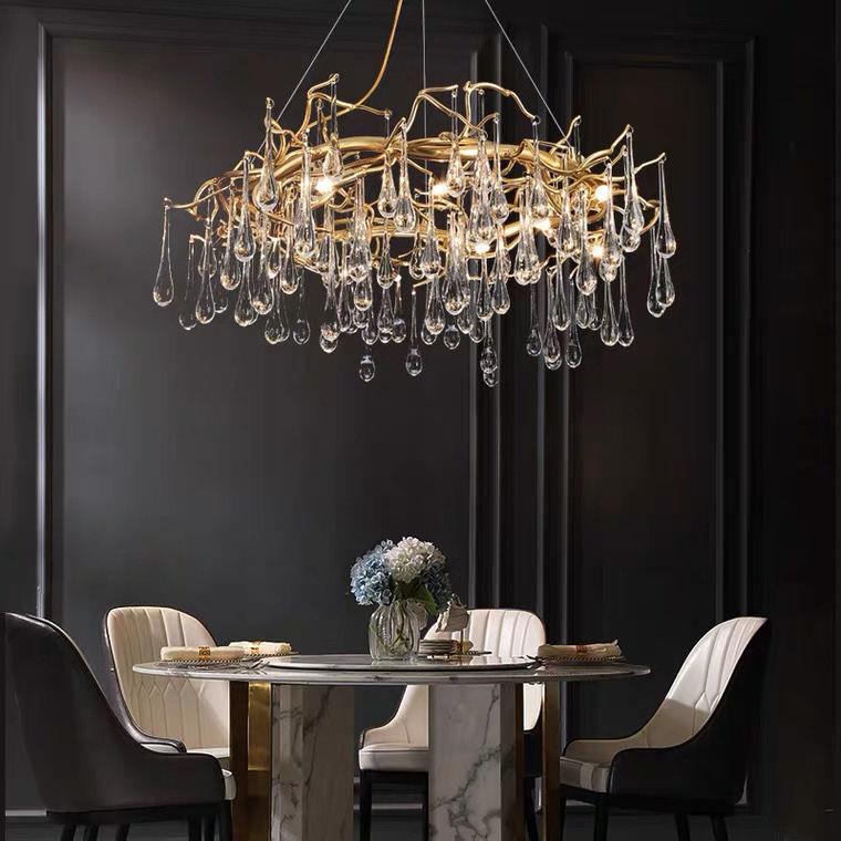 轻奢简约现代奢华圆形个性树枝艺术创意现代水晶吊灯餐厅水晶灯具