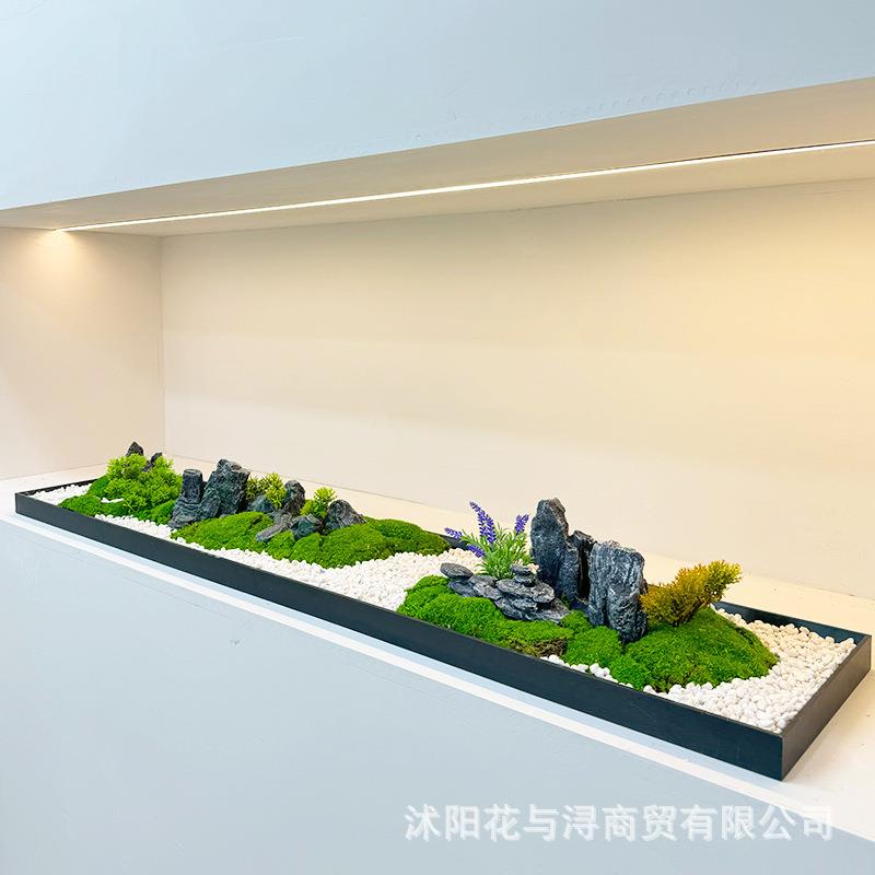 中式仿真绿植样板房客厅玄关售楼处永生青苔藓微景观盆栽桌面摆件