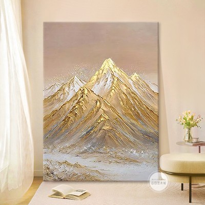 日照金山箔客厅装饰画肌理高级感轻奢入户进门玄关挂画纯手绘油画