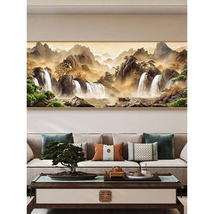 新中式高山流水客厅装饰画办公室背景墙山水挂画电视沙发壁饰画