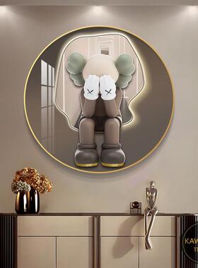 玄关装饰画潮牌暴力熊挂画轻奢大气kaws客厅背景墙壁画餐厅墙画