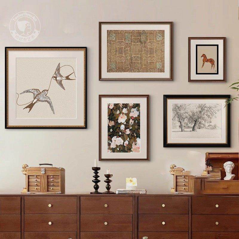 法式中古风客厅挂画组合美式覆古玄关餐厅边柜装饰画卧室背景壁画,家居饰品,现代装饰画,淘宝优惠券,粉丝福利购,淘宝优惠卷