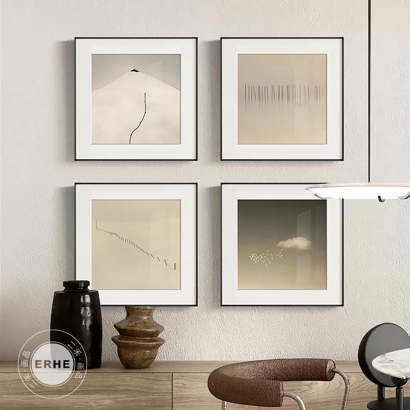 山本昌南现代极简风景画中古风黑白摄影挂画客餐厅高级感装饰画