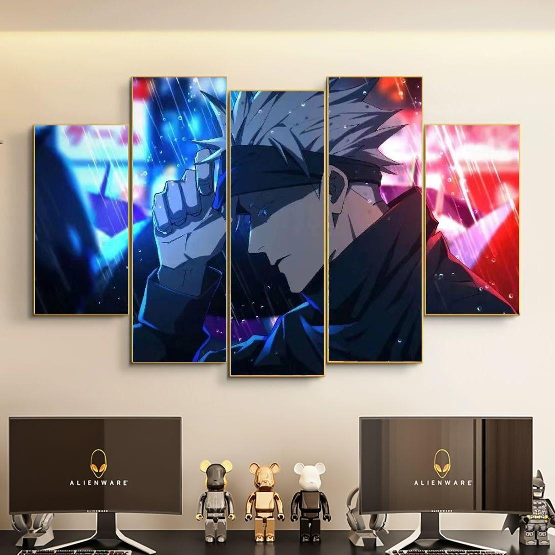 咒术回战五条悟挂画动漫二次帅气男生电竞房装饰画玄关发光壁画