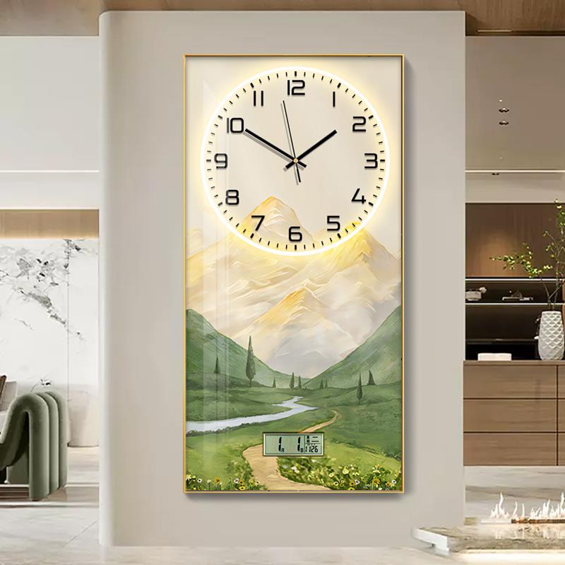 法式奶油风钟表简约现代花卉装饰画挂钟极简挂钟走廊过道挂墙时钟