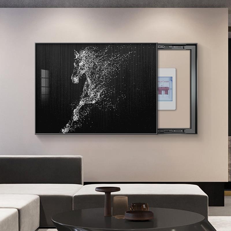 骏马电表箱装饰画免打孔轻奢高级感餐厅电闸开关盒配电箱遮挡挂画