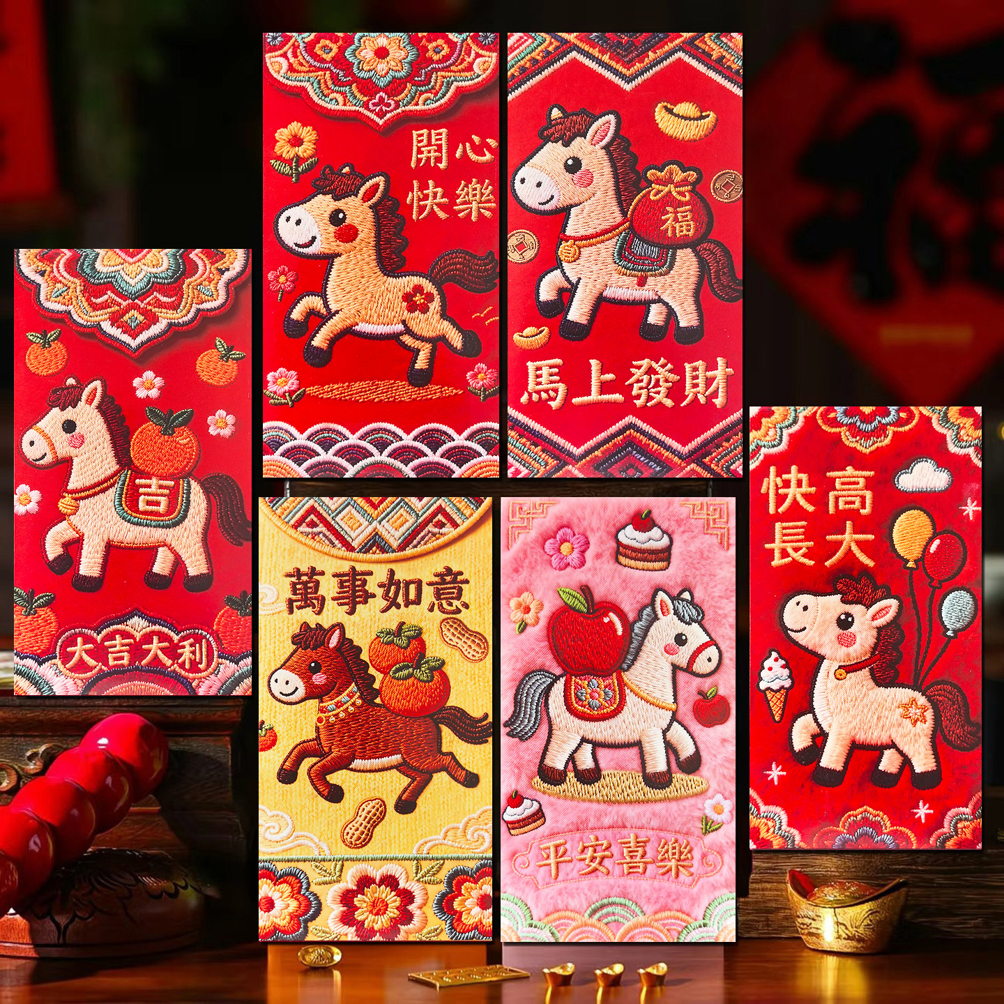 2026马年刺绣马5D裸眼利是封红包