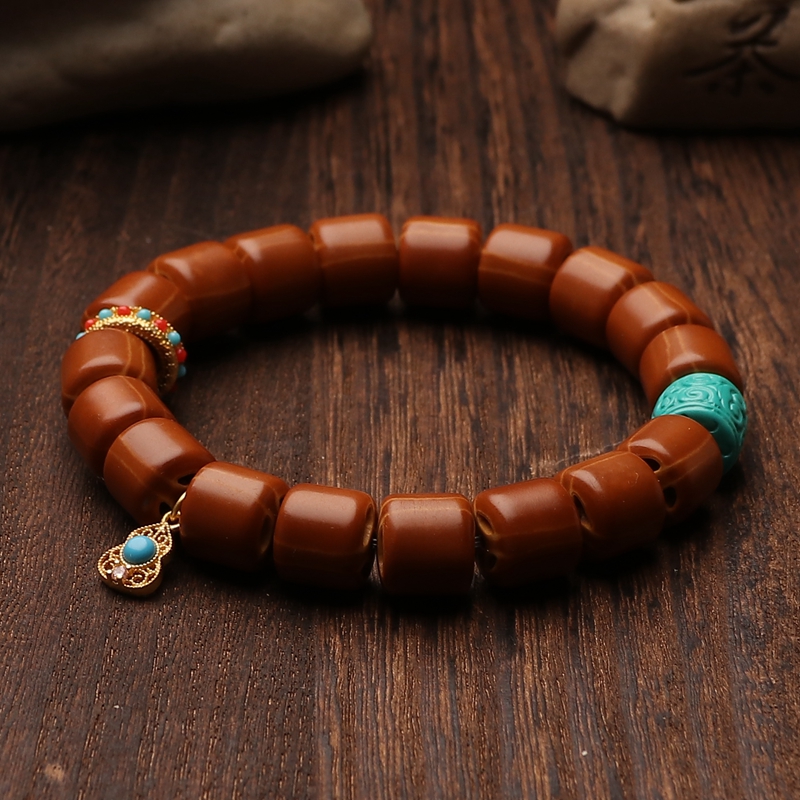 速发橄榄核核尖直切桶珠老型108颗手串素核光珠文玩手链念珠手链