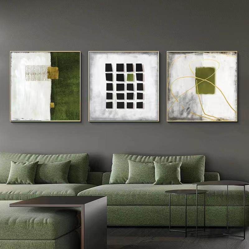 休闲黑白灰抽象艺术客厅装饰画斯堪的纳维亚原木风格工作室入口广