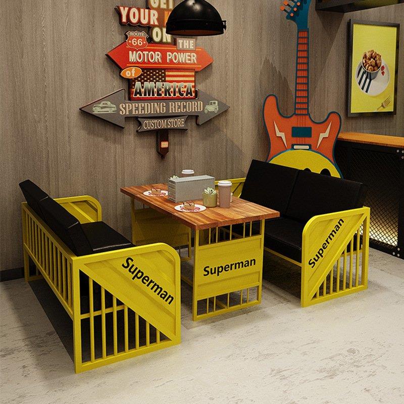 工业风酒吧清吧卡座沙发咖啡厅烧烤店奶茶店桌椅组合西餐厅餐桌椅