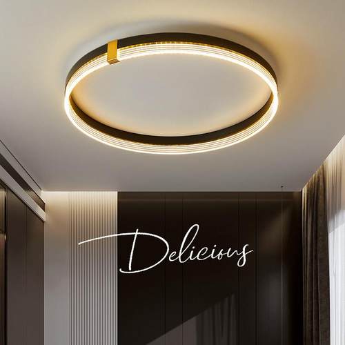 led吸顶卧室灯主餐厅灯现代简约北欧圆形房间黑2024新款智能遥控