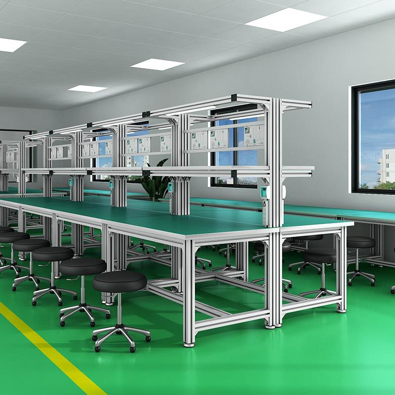 防静电工作台工厂车间流水线铝型材检验电子维修台铝合金打包桌子