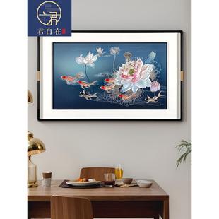 新中式餐厅背景墙装饰画手工雕刻新款铜版画金玉满堂壁画玄关挂画