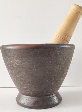 泰国土制舂鸡脚春臼压蒜器舂凉拌捣罐宋丹舂器进口对窝舂木瓜沙拉