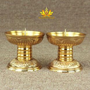 纯铜蜡烛台家用香烛台座炉一对黄铜供佛覆古蜡烛灯座竹签蜡烛灯盏