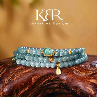 高定天然A货翡翠葫芦三圈手链百搭 新款 KBR1015003 新年珠宝节