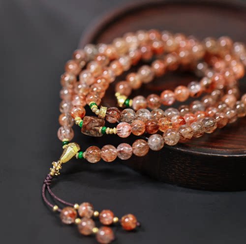 新款高定设计款天然A货翡翠超七水晶多圈手串简约百搭KBR50820002