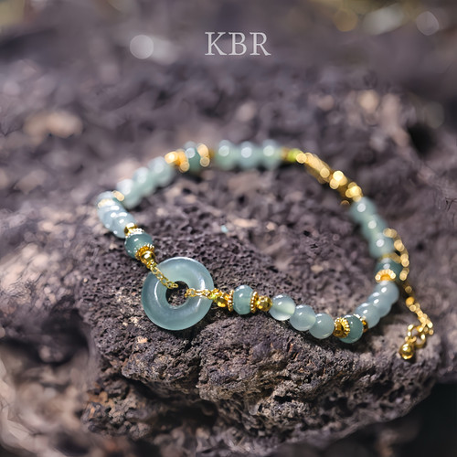 翡翠遇平安    新款冰种天然翡翠平安扣手链手串百搭KBR0410009