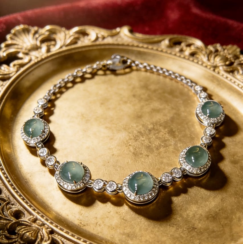 【甜甜圈虹虹tia专享】天然A货翡翠蛋面轻奢手链KBR60114001