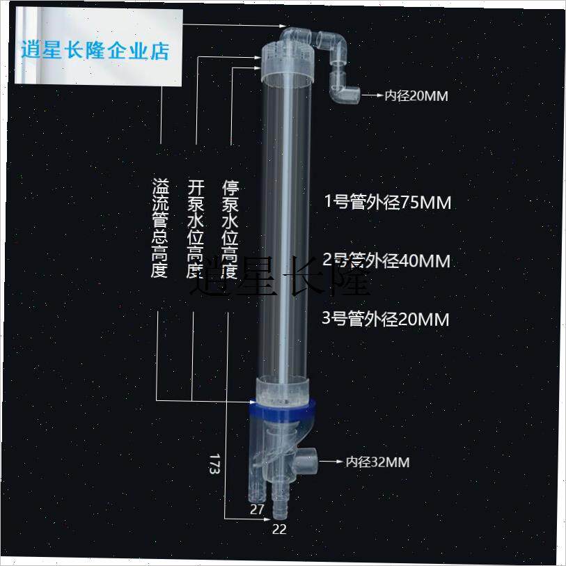 l三四重溢流管套装鱼马桶鱼缸底过滤管F件上下水配件安装孔径75毫