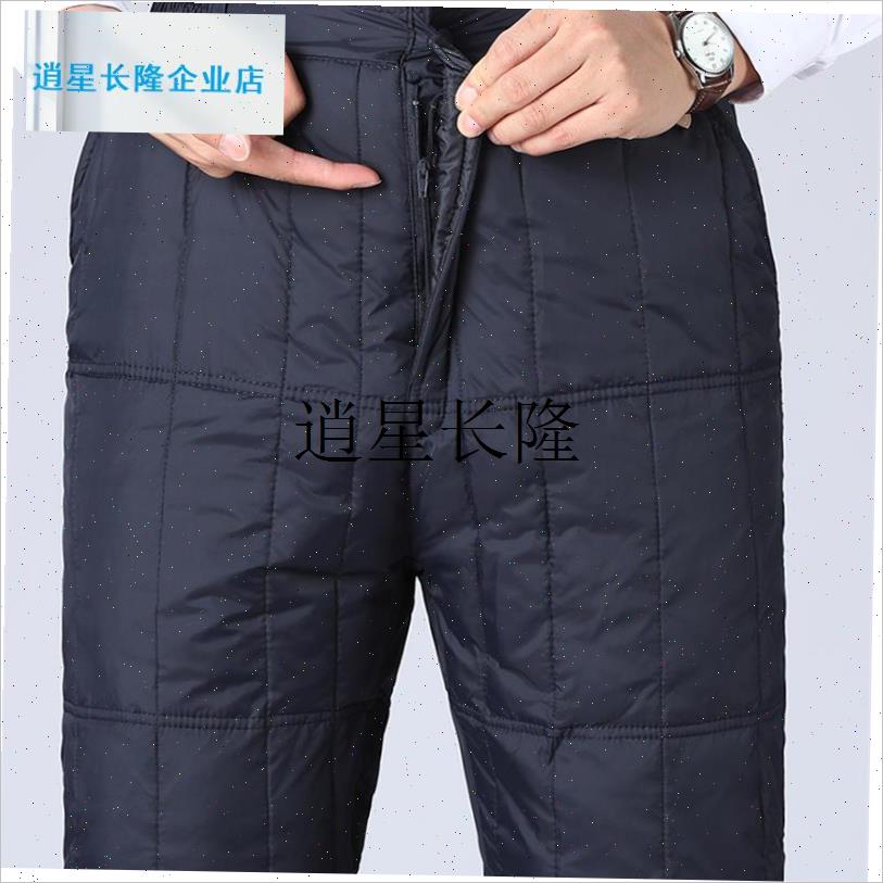l南极源羽a绒裤男士加厚内外穿中老年爸爸老年人高腰大码鸭绒保暖