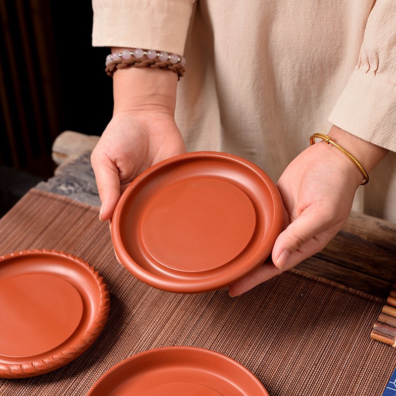 紫砂纯手拉壶承家用壶垫壶托圆形干泡台简约滤水小托盘茶道配件