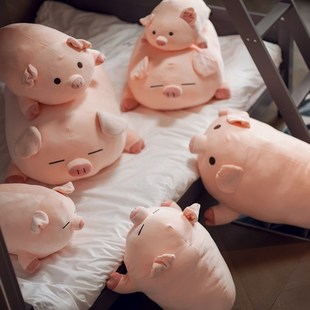 女 小猪猪公仔可爱毛绒玩具布娃娃床上玩偶睡L觉抱陪睡抱枕男生款