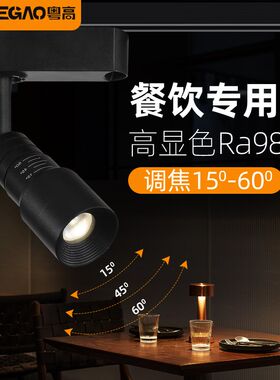 led变焦射灯可调焦聚光餐饮餐桌清吧氛围明装吸顶火锅.店小轨道灯