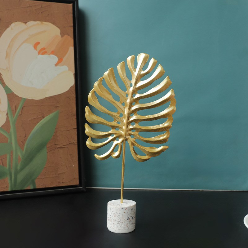 北欧铁艺龟背竹小摆件玄关客厅电视柜酒柜办公室创意家居装饰品