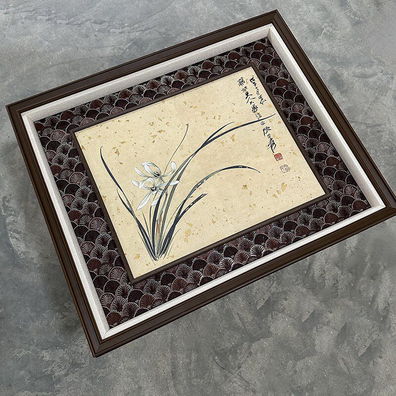 新中式兰花挂画现代民宿酒店茶室书房卧室客厅装饰画定制字画装裱