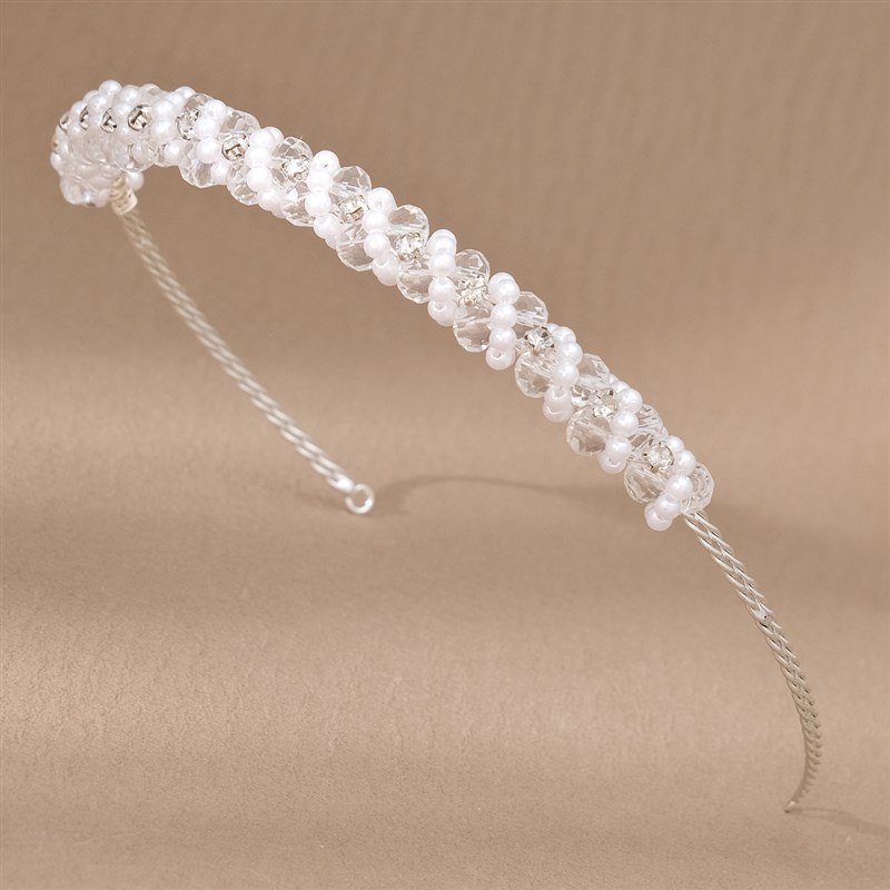 韩国新款新娘饰品水晶发箍手工串珠发饰编织头箍超闪珍珠细发箍女