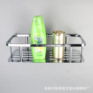 宁波厂家直销电镀亮光不锈钢板长方型单层浴室置物架厨房调味网篮