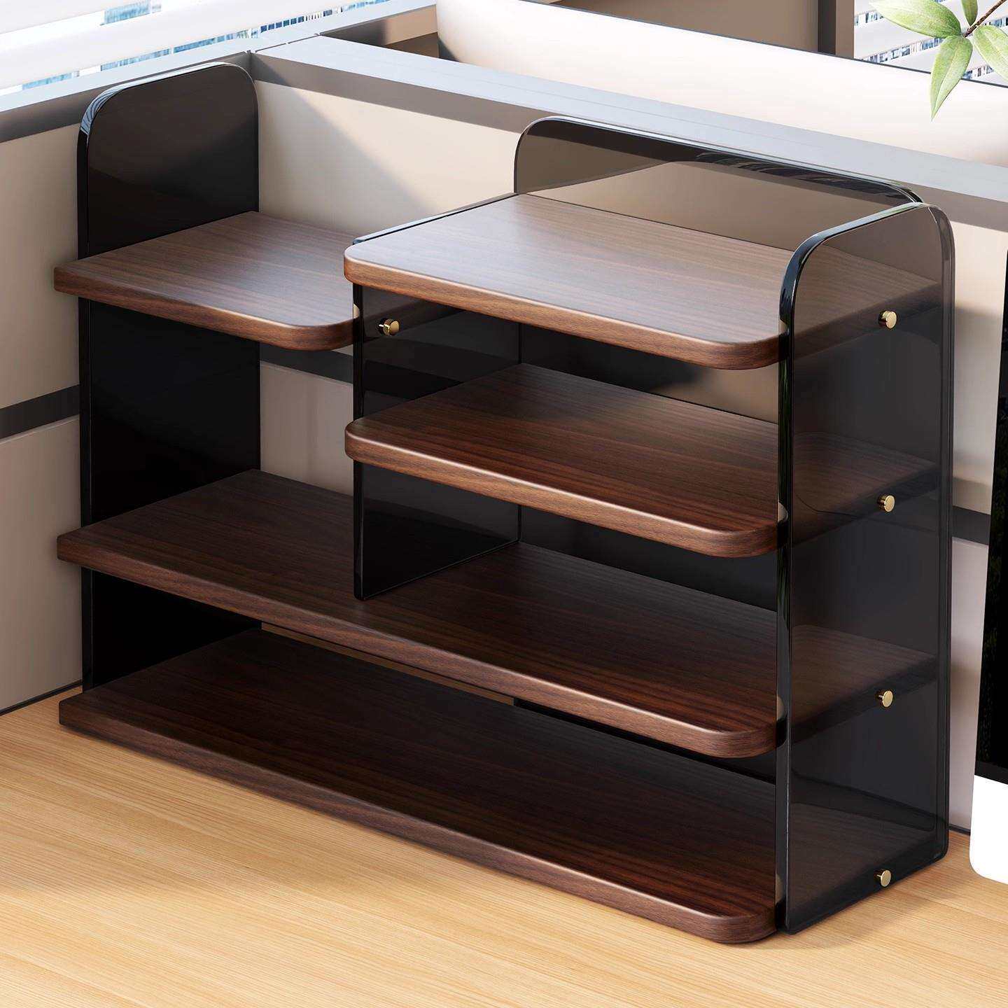 办公桌置物架桌面小型多层简易杯架女生工位改造神器收纳整理架子