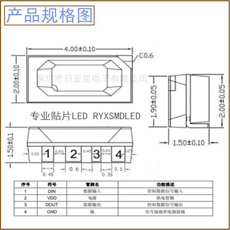 贴片4020侧发光rgb4020幻彩led灯珠5V内置ic可编程SK6812七彩灯带