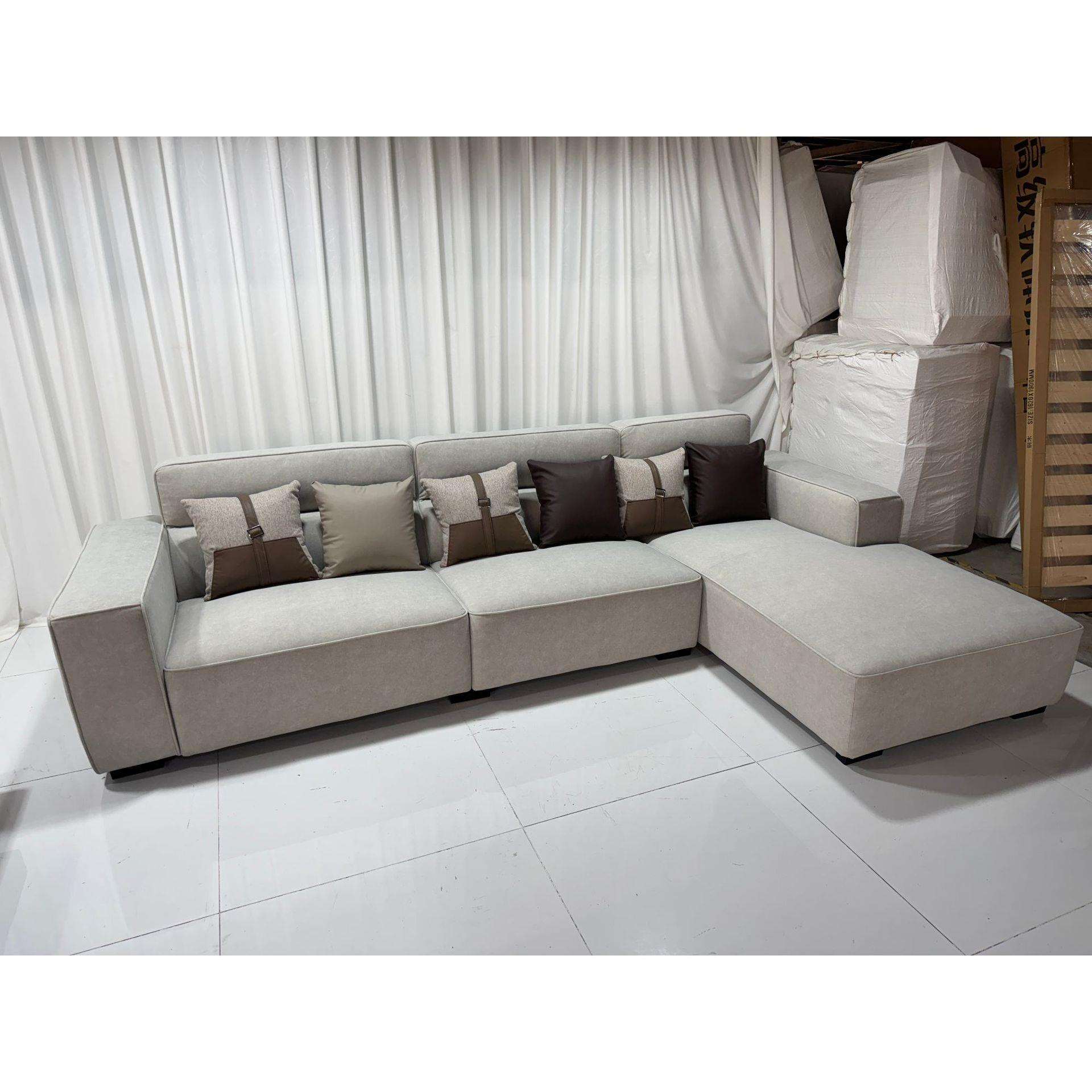 意式极简豆腐块沙发客厅小户型绒面布艺左右贵妃位现代简约沙发