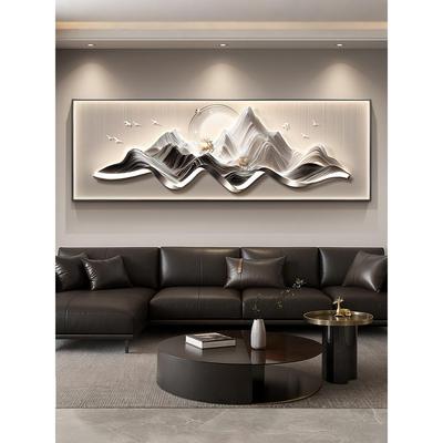 现代轻奢客厅装饰画背有靠山大气山水墙壁画高级感沙发背景墙挂画