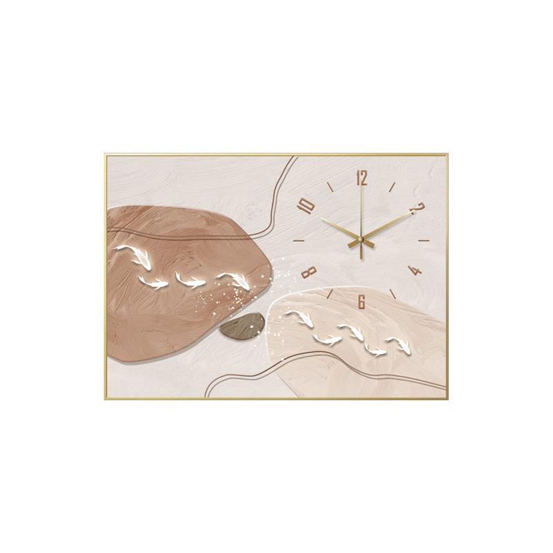 时来运转电表箱装饰画带钟表遮挡弱电多媒体电闸奶油风九鱼图挂画