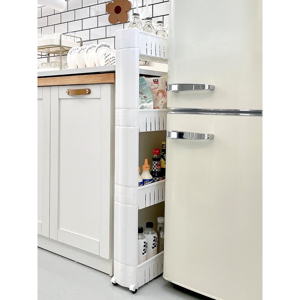 A524厨房缝隙超窄柜边缝冰箱侧面卫生间极窄门后夹缝置物架推车收