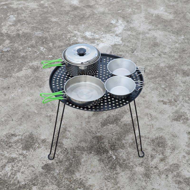 户外便携式可折叠小圆桌黑色桌子露营用品野营装备家用桌子