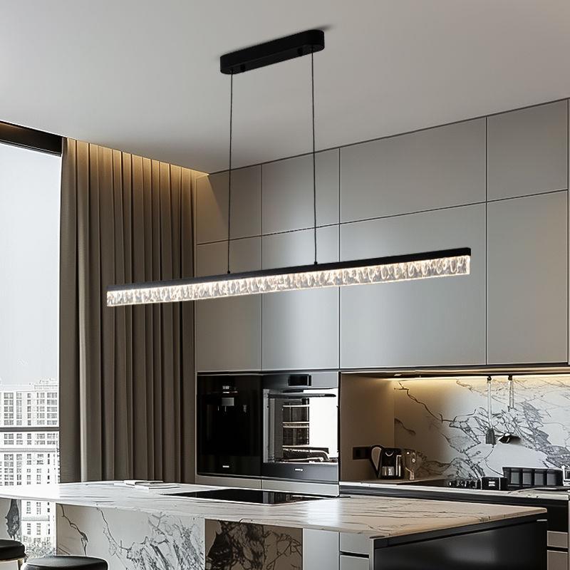 现代极简餐厅吊灯吧台灯现代简约轻奢设计师水晶餐桌一字长条灯具