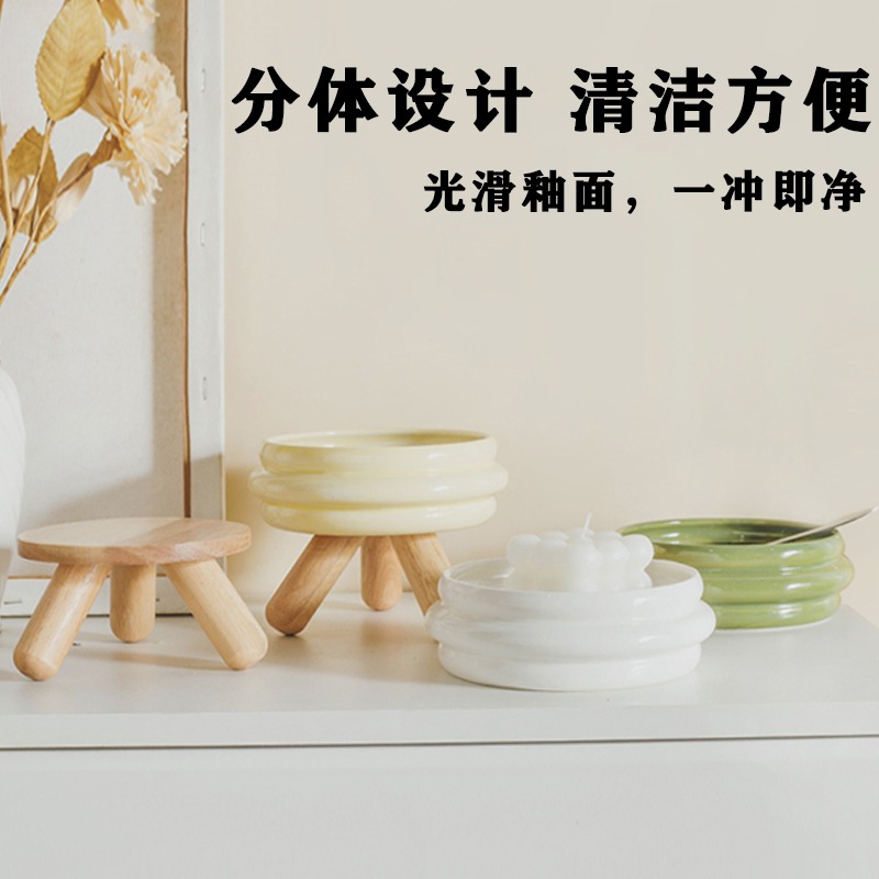 陶瓷猫碗轻奢分体创意彩色饮水碗釉下彩光滑釉面吃饭碗家用