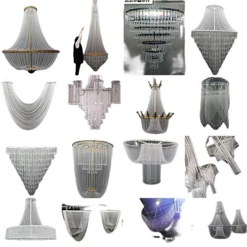 地球珠亚克力水晶珠帘吊灯婚庆酒店宴会厅吊顶珠链挂件尖珠六边形