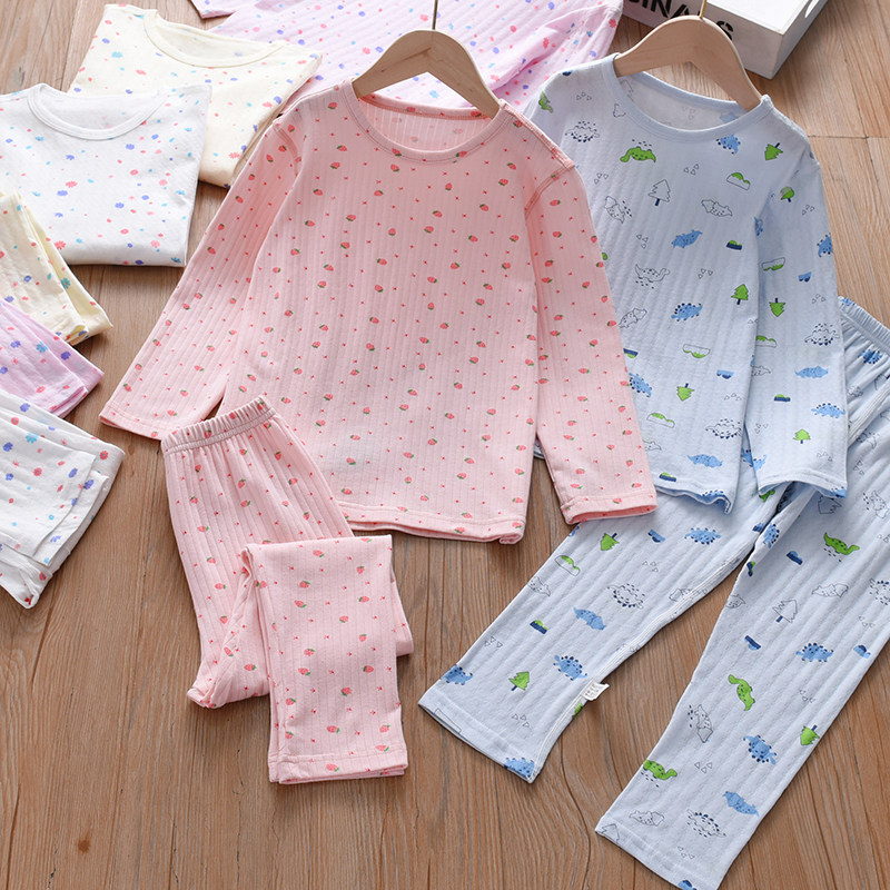 儿童睡衣纯棉2023新款男童女童长袖居家服套装秋衣休闲小女孩春秋