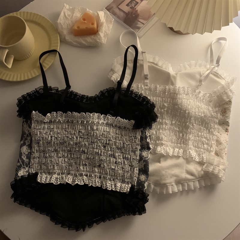 吊带背心女纯欲内搭辣妹大码胖mm短款I上衣M美背裹胸外穿蕾丝抹胸