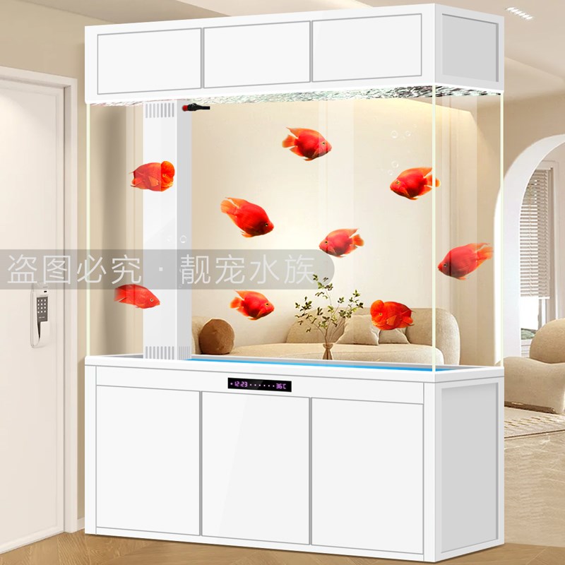 鱼缸隔断屏风客厅落地入户玄关生态免换水底滤大型玻璃水族箱定制