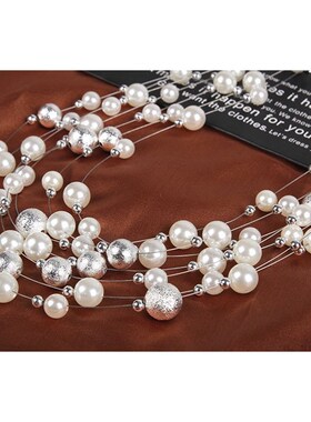 短款毛衣链女秋h冬百搭韩版多层珍珠项链女装饰锁骨链服饰挂件