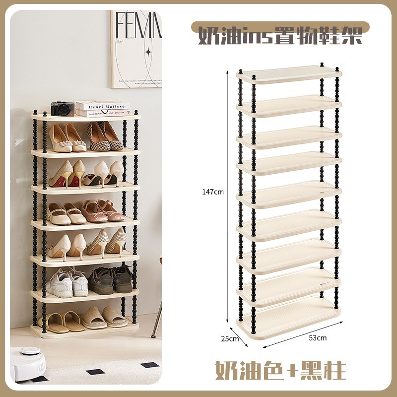 中古奶油风鞋架室内家用门口简易鞋柜宿舍多层小型鞋子收纳置物架