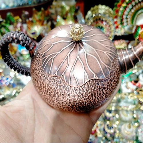 新疆喀什工艺红铜茶w壶实用手工铜器家居用品