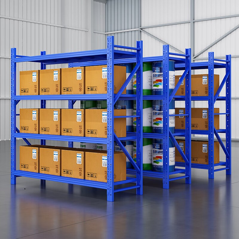 仓储货架多层置物架四层展示架仓库中型加厚储物架轻型收纳铁架子