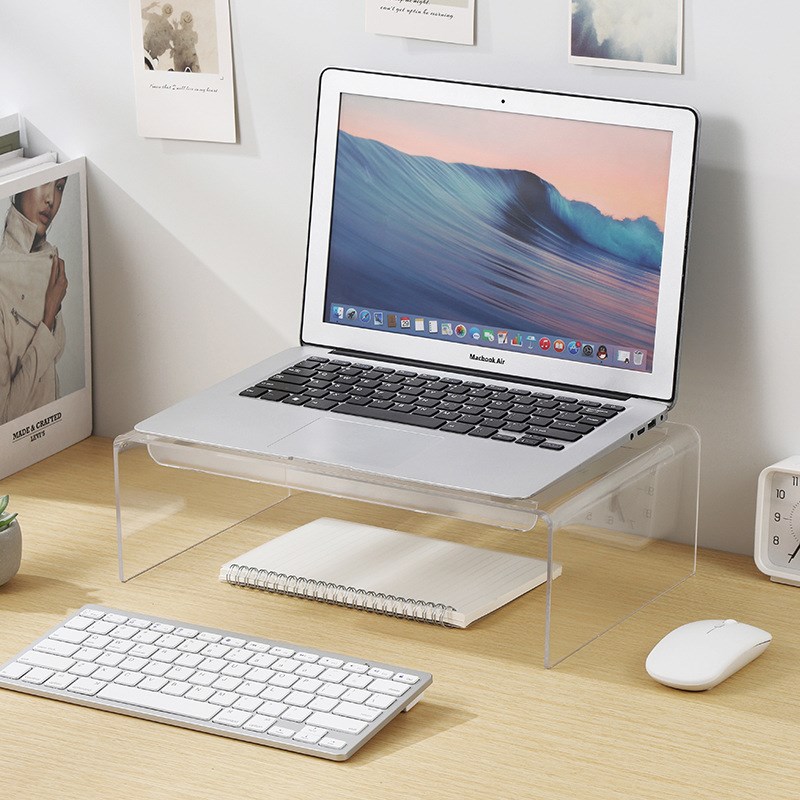 透明亚克力电脑支架简约办公桌收纳整理架子笔记本置物架现货